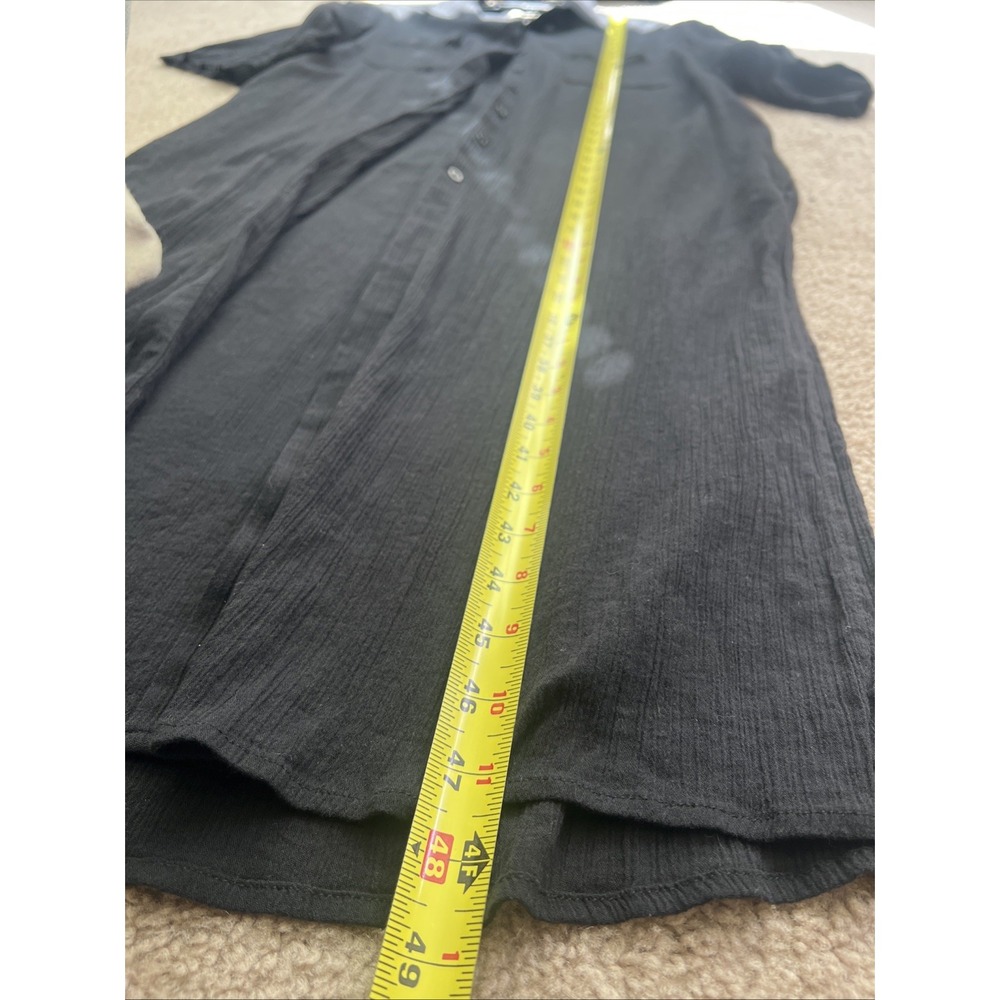 Z Supply Lina Button Up Duster Dress Black Medium Button Down Side Slits Cotton - Picture 5 of 8